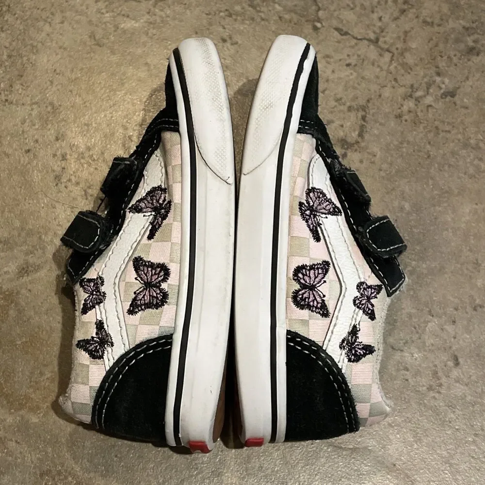 Vans Old Skool V Butterfly Skate Shoes Baby Toddler Size 8 Black Lilac Mist